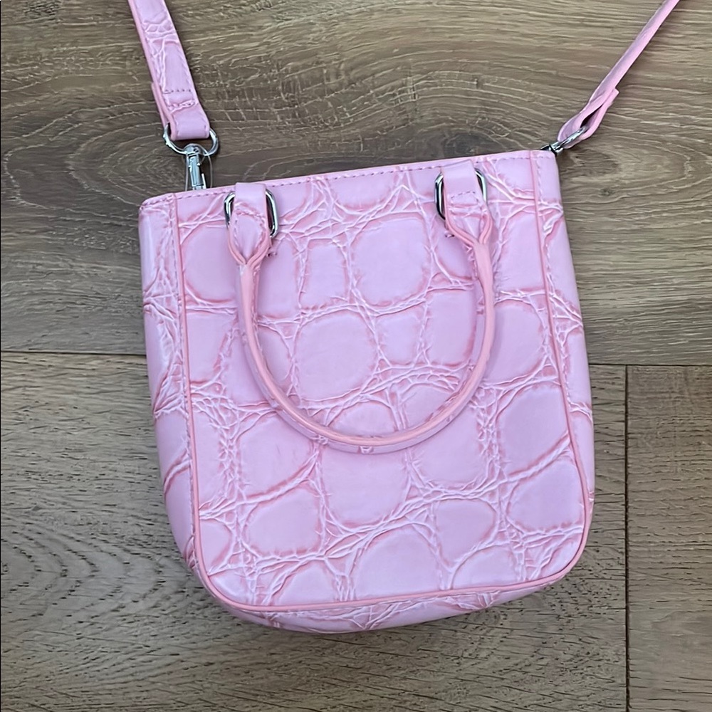 Pink Croc-Embossed Women's Bag